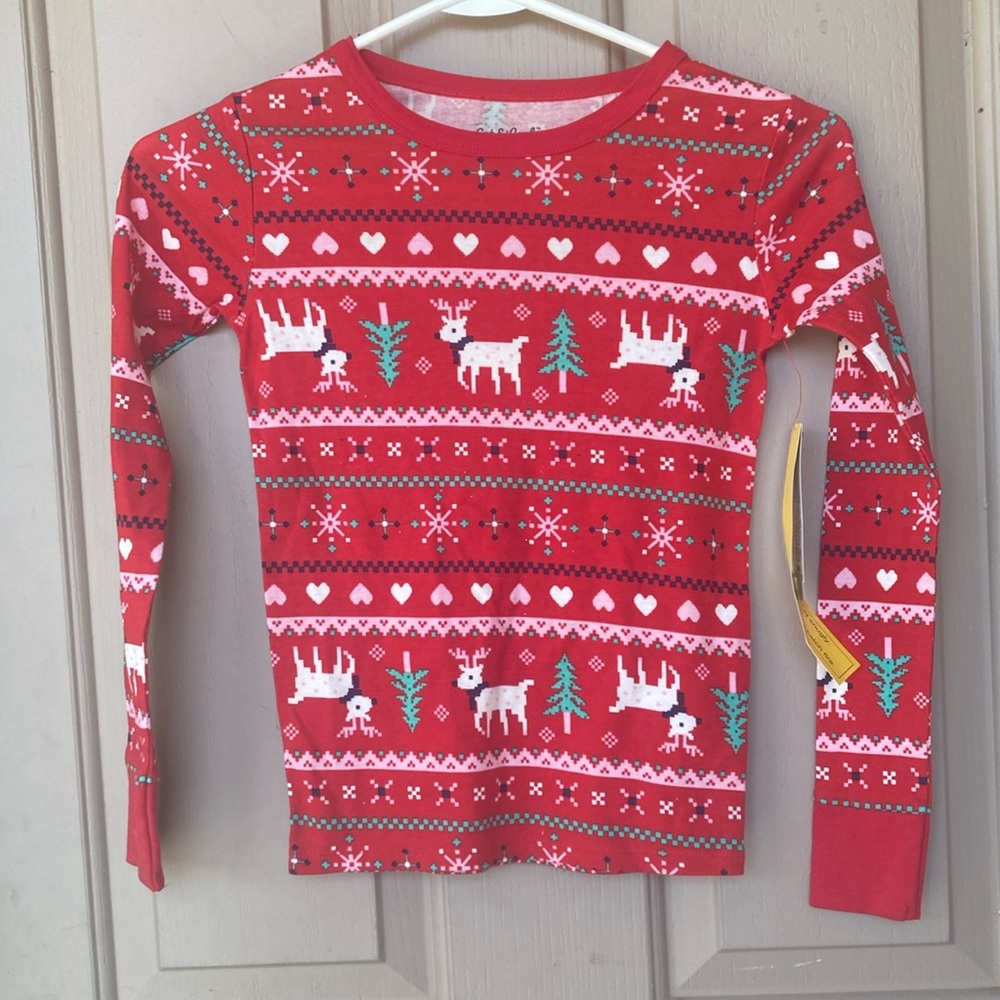Cat & jack girls 10 Christmas reindeer, long sleeve shirt Nwt